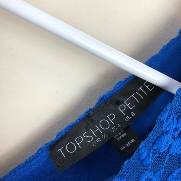 Topshop Petite Size 4 Floral Lace 3/4 Sleeve Dress - Picture 4 of 8